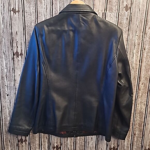 Black Leather Jacket Sz. Large - Picture 5 of 8